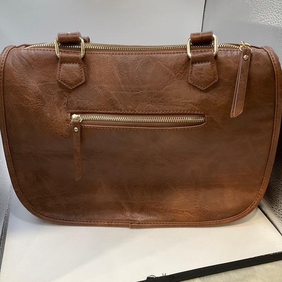 Madison West Double Woven Design Handbag Purse Brown Braided Distressed - Picture 2 of 10